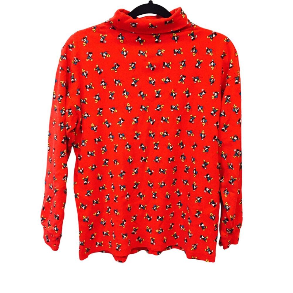 Mickey & Co Sweatshirt Womens Red Large Sleeves Knit Turtle Neck Play Fun Tee